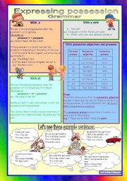 English Worksheet: Expressing possession *** Grammar with examples