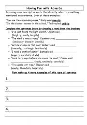 English Worksheet: Having Fun with Adverbs