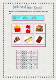 English Worksheet: JUNK FOOD