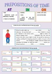 English Worksheet: PREPOSITIONS OF TIME