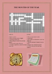 English Worksheet: Months of the Year Crossword