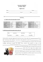 English Worksheet: Movies Test