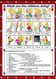 English Worksheet: Verb + ing => What are the children doing?