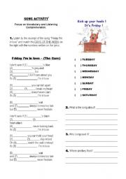 English Worksheet: Days of the week - SONG ACTIVITY