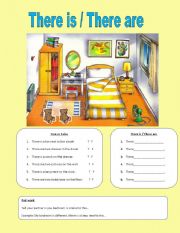 English Worksheet: there is and there are