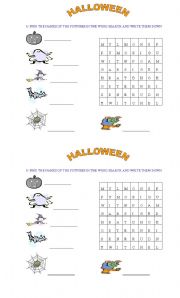 English Worksheet:  HALLOWEEN WORD SEARCH! WITH PICTURES