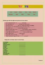 English Worksheet: TASTE