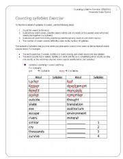 English Worksheet: Counting Syllables Exercise