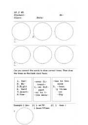 English worksheet: telling the time