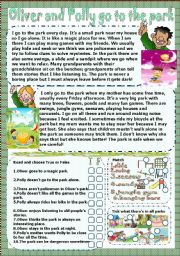 English Worksheet: oliver and polly go to the park
