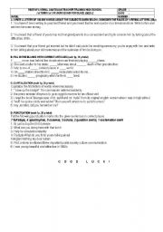 English Worksheet: exam for intermediate classes