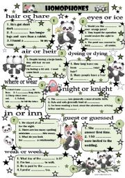 English Worksheet: HOMOPHONES