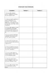 English worksheet: Reading interview