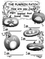 English Worksheet: The Pumpkin Patch - 5 Little Jack OLanterns Worksheet