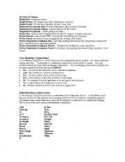English Worksheet: Review of Tenses and Conjunctions
