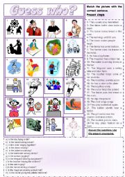 English Worksheet: Guess who? Present Simple and progressive usage