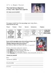 English worksheet: its a magic world