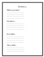 English Worksheet: My Name is...