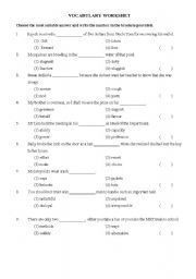 English Worksheet: vocabulary printable