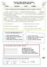 English Worksheet: an exam for 9th graders