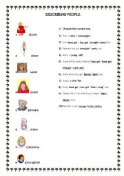 English worksheet: describing people