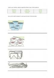 English Worksheet: Kitchen Items