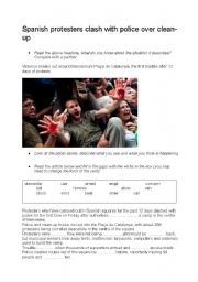 English Worksheet: News lesson - Police action against protesters in Barcelona