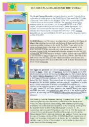 English Worksheet: tourist places