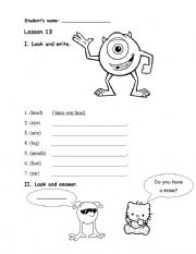 English Worksheet: Body Parts