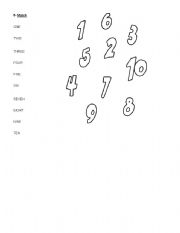 English worksheet: Numbers 1-10