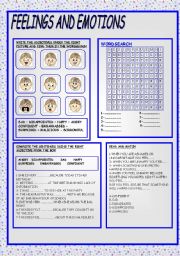 English Worksheet: FEELINGS AND EMOTIONS