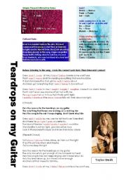 English Worksheet: Song Activity with simple present (Taylor Swift)