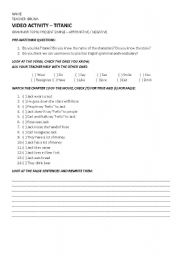 English Worksheet: Video Activity: Titanic Chapter 10 - Present Simple