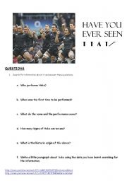 English Worksheet: Have you ever seen the haka?