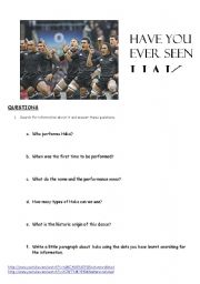 English worksheet: Have you ever seen the haka?