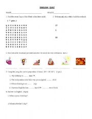 English worksheet: CELEBRATIONS AND DATES