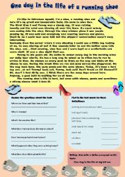 English Worksheet: One day in the life of a running shoe