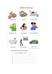 English Worksheet: Daily routines 