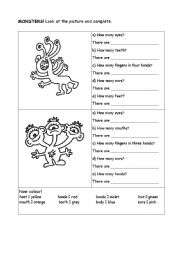 English Worksheet: monsters