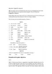 English worksheet: irregular adjectives