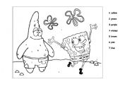 English Worksheet: Bob Sponge: colour by numbers