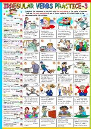 English Worksheet: IRREGULAR VERBS PRACTICE (3)- KEY INCLUDED