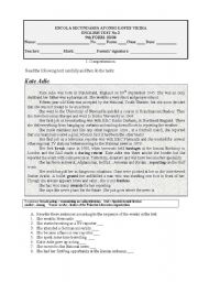 English Worksheet: Kate Adie a reporter- test