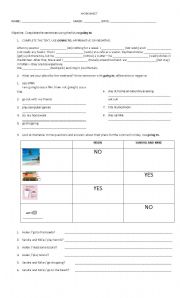 English Worksheet: future going to