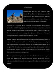 English Worksheet: Extreme Sport 7 ( Mountain Biking)