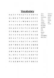 English worksheet: Senses vocabulary wordsearch