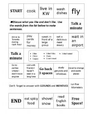 English Worksheet: Gerund and Infinitives - Speaking Board Game
