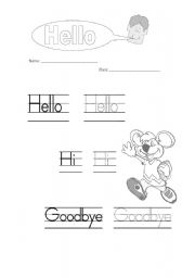 English worksheet: Hello Hi Good bye