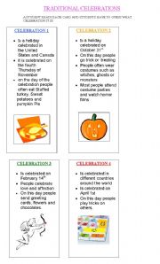 English Worksheet: CARDS AND ACTIVITIES ABOUT POPULAR CELEBRATIONS AROUND THE WORLD