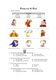 Beauty and the Beast worksheet - part 1 of 2